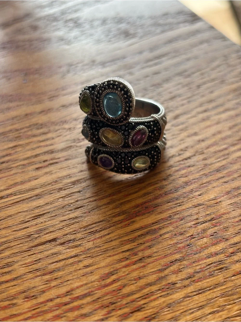 Judith Ripka Multi-Stone Snake  Ring with semi precious stone